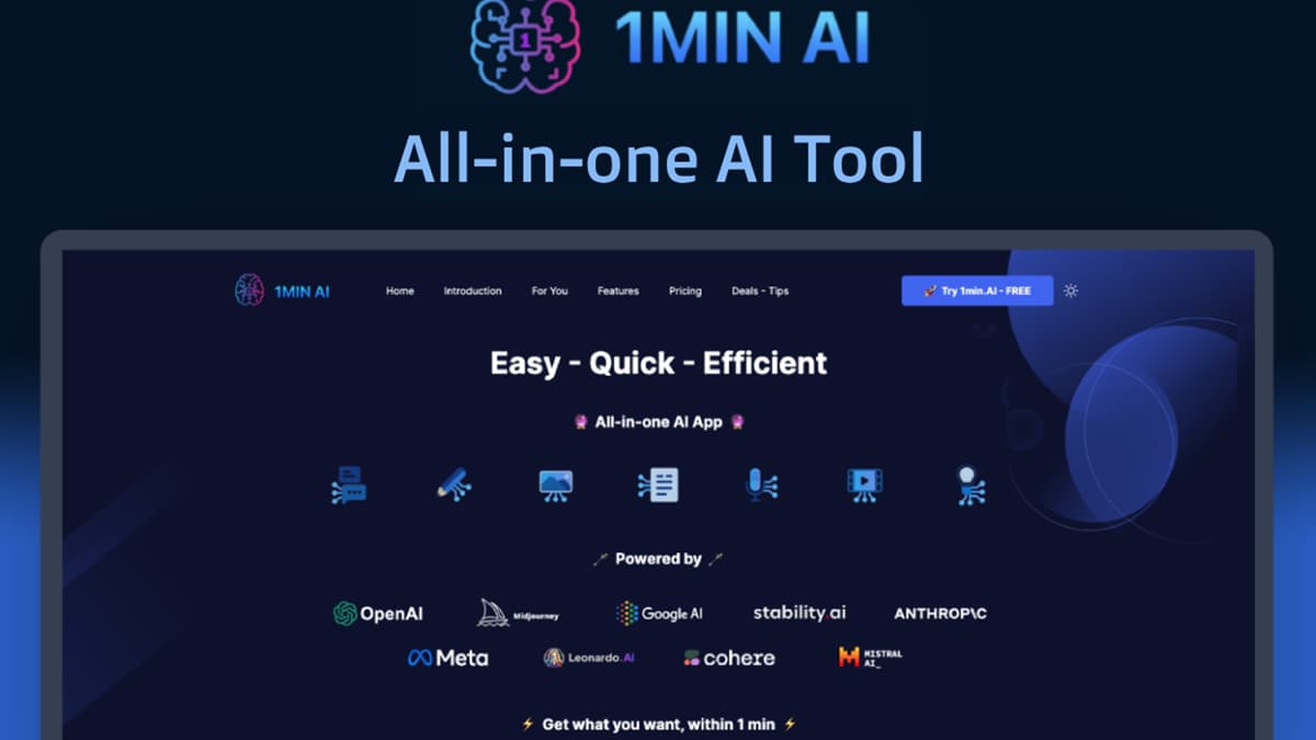 1MinAI: The All-in-One AI Platform Challenging