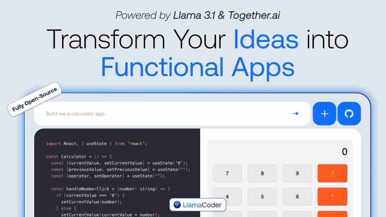 LlamaCoder open source AI coding assistant can create