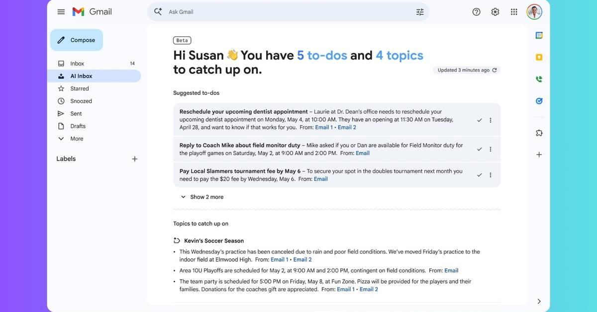 Gmail's AI Inbox launches with personalized briefings, but