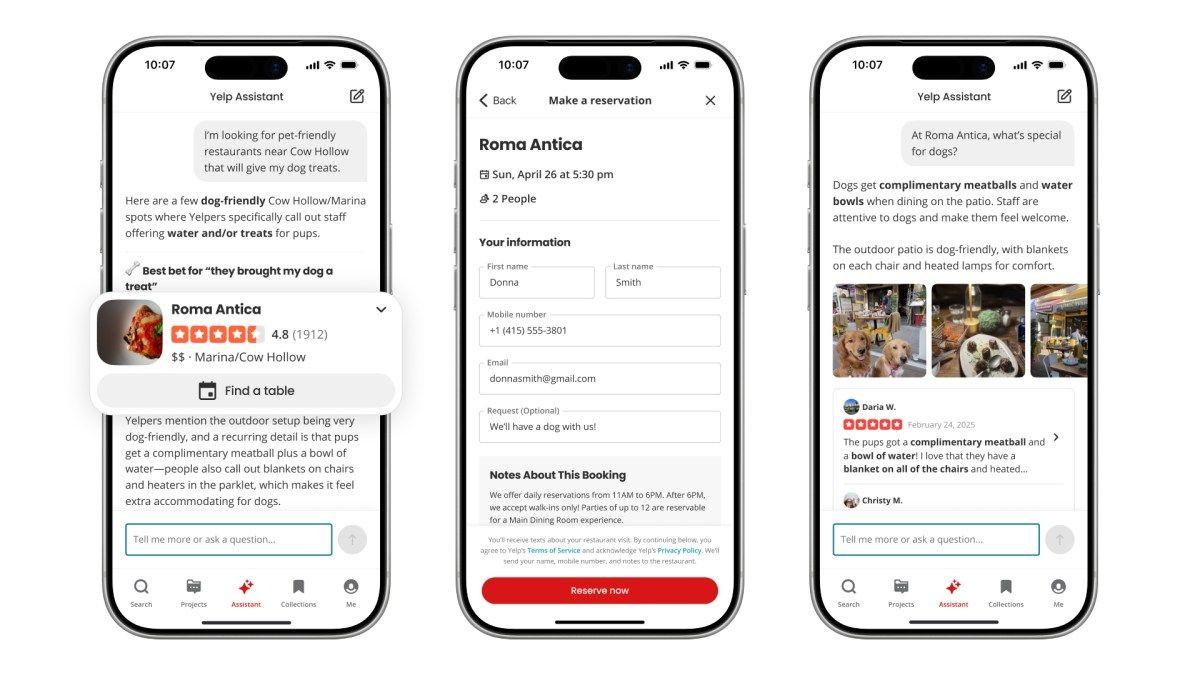 Yelp's AI Assistant now books reservations and orders food