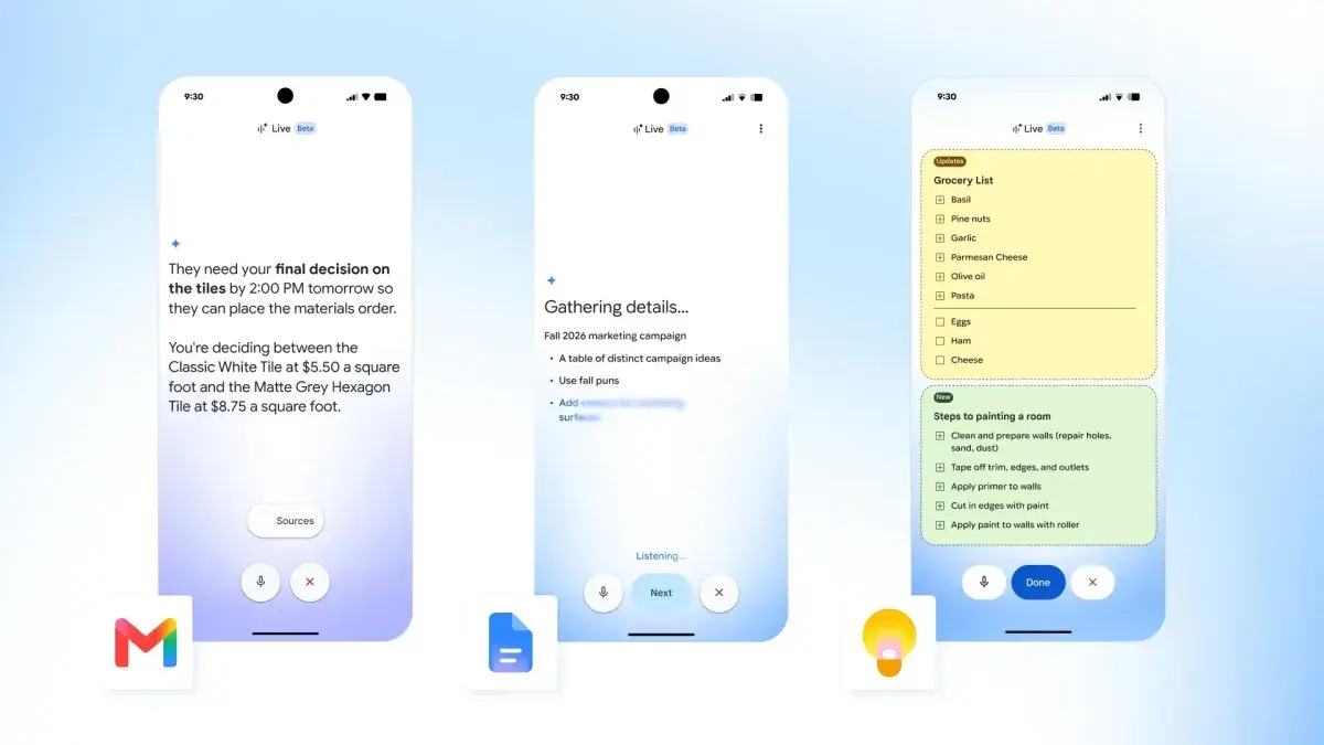 Google Launches Gmail Live, Docs Live and Keep Live Voice