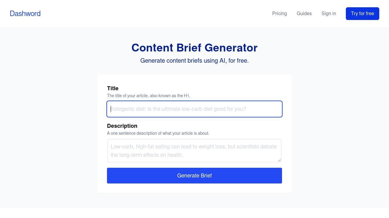 Content brief generator Image