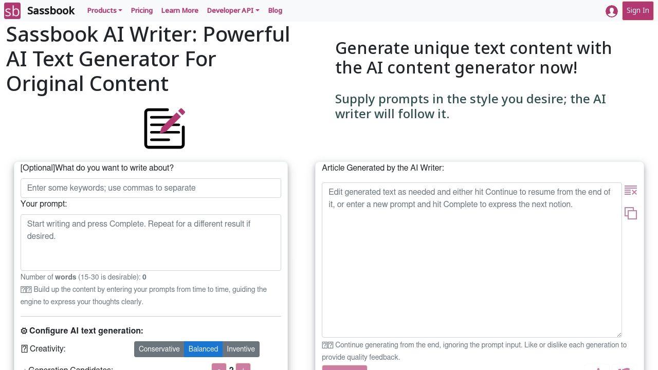 Sassbook AI Writer Image